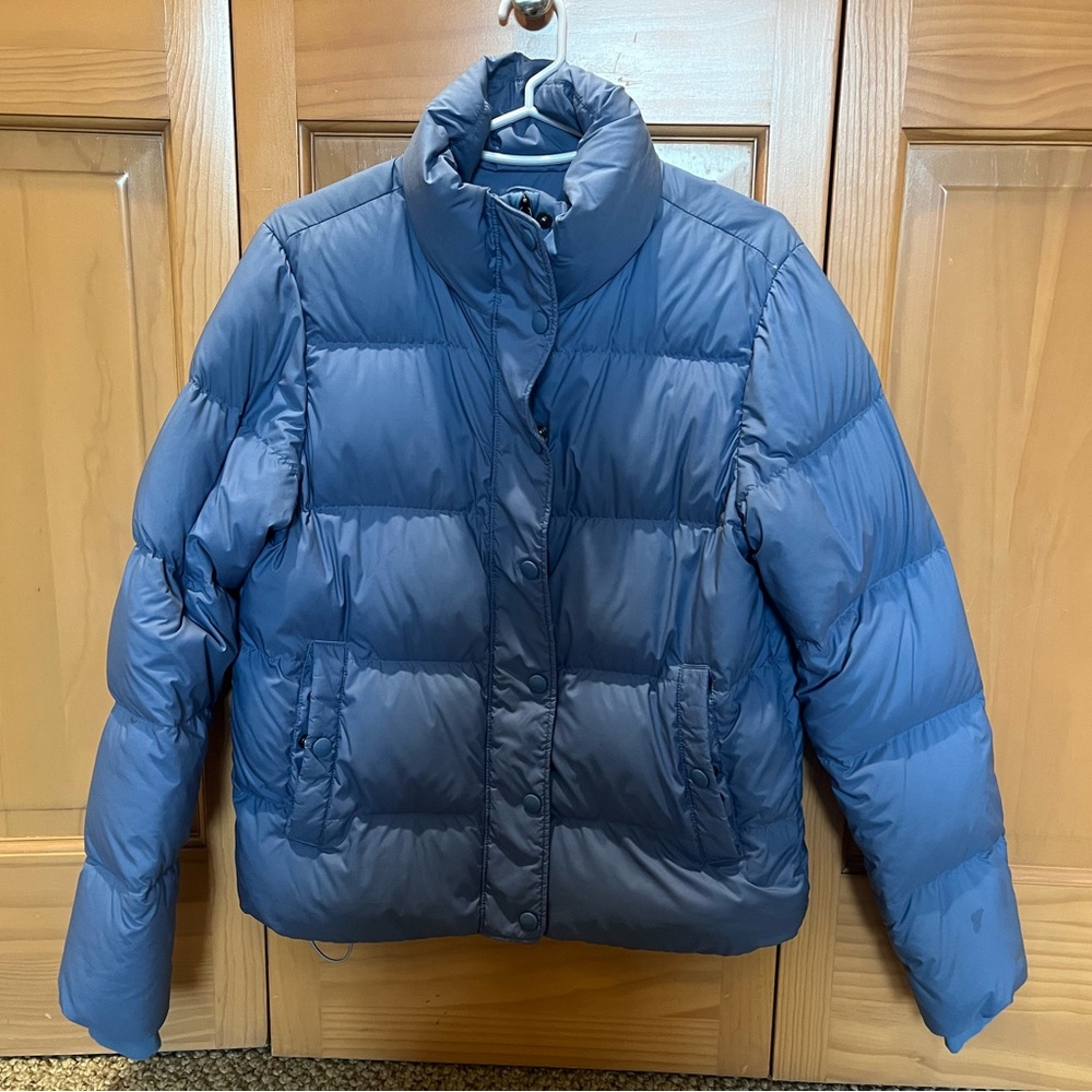 Patagonia Silent Down jacket, light blue, women’s small
